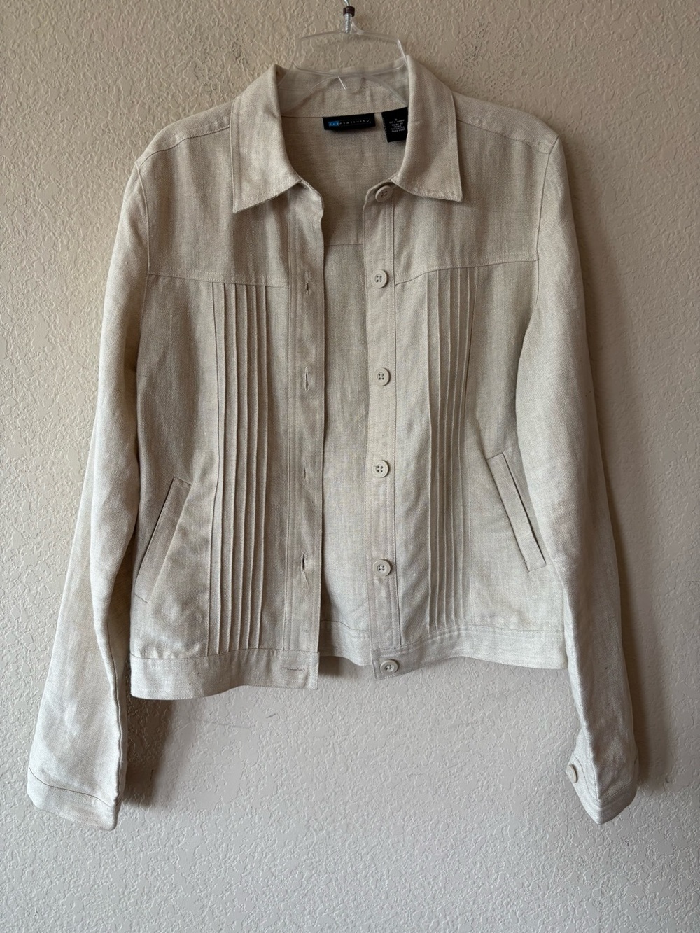 Relativity 100% Linen Womens Pintuck Pleated Coastal Corpcore Vintage 90s‎ Small
